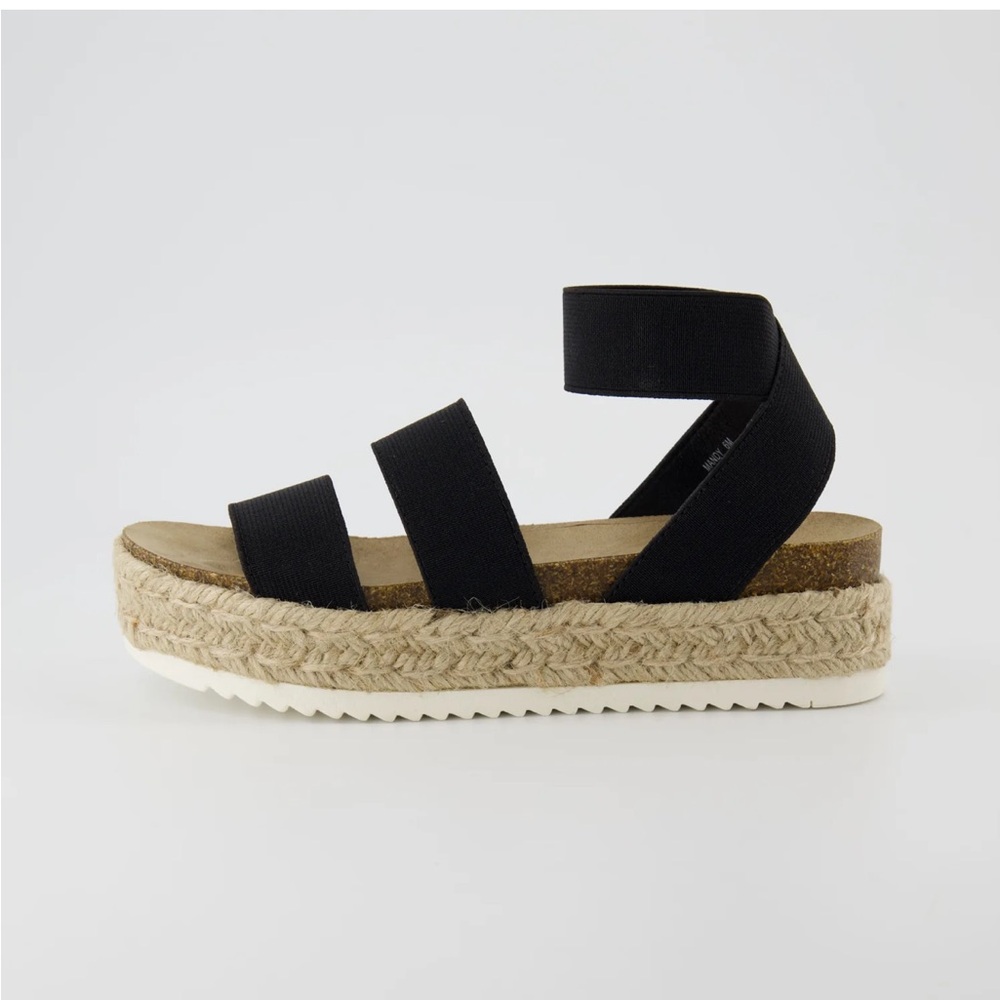 Steve Madden espadrille wedge sandals black